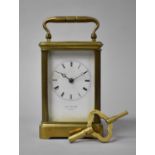 An Edwardian French Brass Carriage Clock, Movement Requires Attention but Complete with Key