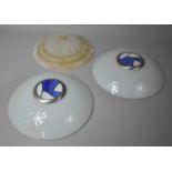 Three Circular Opaque Glass Shades, 31cm Diameter