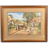 A Framed Print After C D Howells, Rural Village Scene, 43x30cm
