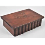 A Mid 20th Century Olive Wood Puzzle Box with Hinged Lid Decorated with Swallows and Dated 1944,
