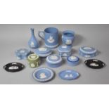 A Collection of Various Wedgwood Jasperware to comprise Tankard, Trinket Dishes, Lidded Pots, Vase