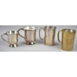 A Collection of Four Measuring Tankards in Silver Plate, 1 Pint and 1/2 Pint