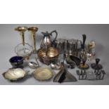 A Collection of Various Silver Plated Items to comprise Vases, Hot Water Jug, Candle Shaped Sugar