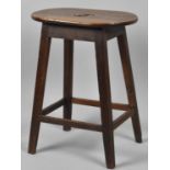 A Vintage Oval Topped Fruit Wood Stool with S Carrying Handle Top