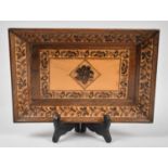 A 19th Century Rectangular Tunbridge Ware Card Tray with Floral Decoration, 27.5x18cm