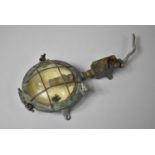 A Vintage Brass Cased Circular Nautical Bulkhead Cage Light Fitting, with Base On/Off Switch, 12cm
