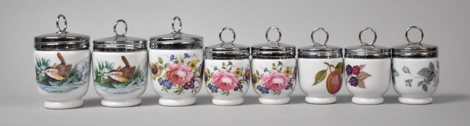 A Collection of Eight Various Royal Worcester Egg Coddlers