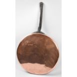 A Victorian Copper Pan with Iron Handle, Monogrammed WP, 34cm Diameter