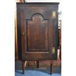 A 19th Century Oak Corner Cabinet with Brass H Hinges now Set on Later Stand, 84cm wide