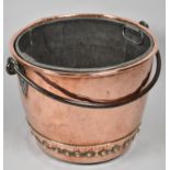 A Late 19th Century Circular Copper Coal Bucket with Inner Metal Liner and Iron Loop Handle, Studded