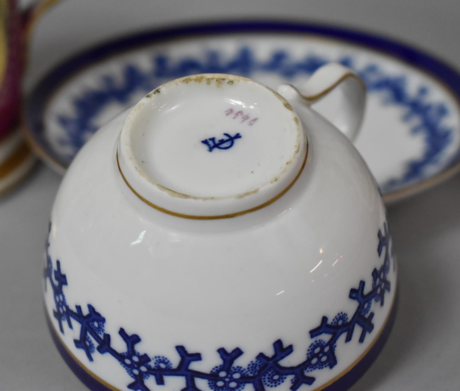 A Blue and White Cabinet Cup and Saucer with Monogrammed Mark F&C Together with an 1874 - Bild 3 aus 3
