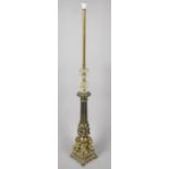 A Mid 20th Century Brass and Glass Standard Lamp with Reeded Support on Cherub Base