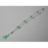 An Oriental Carved Green Stone Necklace