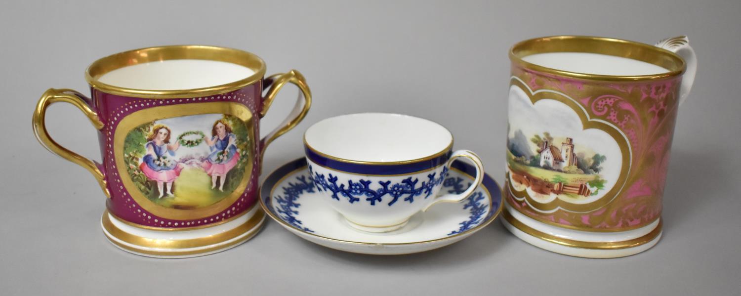 A Blue and White Cabinet Cup and Saucer with Monogrammed Mark F&C Together with an 1874 - Bild 2 aus 3