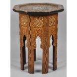 A Vintage Moorish Sewing Table in the Manner of Those Made for Liberty, with Octagonal Hinged Top