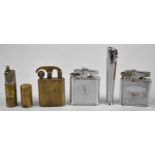 A Collection of Five Vintage Pocket Lighters to Include a Brass Trench Art Example (We are Unable to