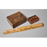 A Souvenir Olive Wood Box, the Hinged Lid Inscribed Jerusalem Together with a Smaller Inlaid Italian
