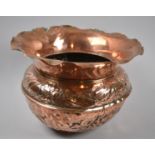 A Late Victorian/Edwardian Copper Jardiniere with Wavy Rim, 27cm Diameter and 20cm high