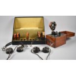 A Vintage Wooden Cased Cats Whisker Crystal Radio by L McMichael Ltd, London no.003 Together with