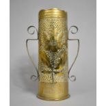 A WWI Trench Art Two Handled Vase Formed from a Brass Shell Base Dated 1916 and Inscribed Souvenir