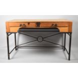 A Modern Iron Mounted and Based Two Drawer Side Table, 127cm Wide, Matches Lot 140 and 154