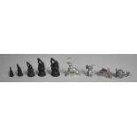 A Collection of Miniature Metal Animal Ornaments to include Set of Graduated Bronze Metal Oriental