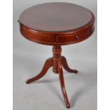 A Modern Mahogany Circular Drum Table with Crossbanded Top, 60cm Diameter