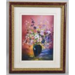 A Framed Oil Still Life, Vase of Flowers by J Blackie 27x19cm