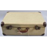 A Vintage Leather Mounted Suitcase, 55cm wide