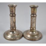 A Pair of Late 19th Century Sheffield Plated Extendable Candlesticks, One Requiring Slight Attention