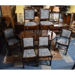 A Late 20th Century Oval Extending Refectory Style Dining Table and Six Chairs