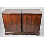 A Pair of Stag Mahogany Music Cabinets with Hinged Lids and Shelved Interiors, 60cm wide