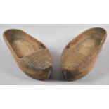 A Pair of Vintage Carved Wooden Clogs, 28cm Long