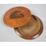 A 19th Century Mauchline Ware Circular Snuff Box of Reel Form Having Lift Off Lid Decorated with