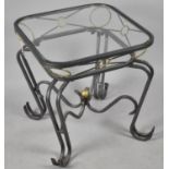 A Modern Wrought Iron Brass Mounted Square Coffee Table, 48cm Square