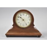 An Edwardian Walnut Cased Mantle Clock with String Inlay and Ball Feet Complete with Key and Working