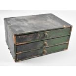 A Vintage Three Drawer Collectors Chest, 30.5x22x15cm high