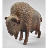 A Carved Wooden Study of an American Bison, 18cm high