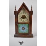 A Late 19th/Early 20th Century American Mantle Alarm Clock of Architectural Form, 38cm high
