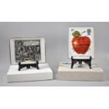 A Pair of Royal Mail Porcelain Rectangular Trays Decorated with Stamps, Each 21x16cm