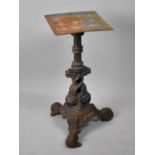 A Heavy Cast Iron Tripod Table Base with Dolphin Support, 67cm high