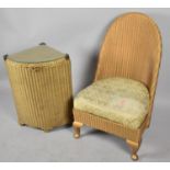 A Gilt Sprayed Lloyd Loom Nursing Chair and Matching Corner Linen Box