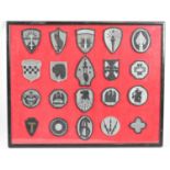 A Framed Collection of American Military Cloth Badges, 53x42cm