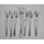 A Six Silver Cake Forks, Hallmarked for Birmingham 1925 by William Hair Haseler Together with a