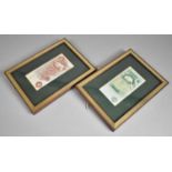 A Framed Vintage Ten Shilling Note and a One Pound Note