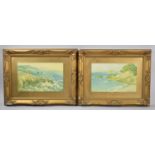 A Pair of Gilt Framed Seascapes by E Robert, 27x17cm