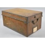 A Vintage Metal Filing Box with Hinged Lid and Brass Carrying Handle, 25x41x20cm high