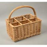 A Modern Wicker Six Bottle Wine Carrier, 35cm Wide