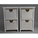 A Pair of Modern White Painted Two Basket Storage Units, Each 34cm wide and 57cm High