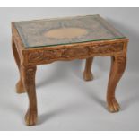 A Far Eastern Heavily Carved Rectangular Topped Occasional Table on Cabriole Supports, Dragon